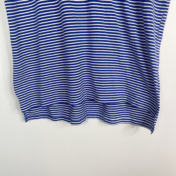 B Draddy Mens Medium M Blue White Striped Pima Cotton Golf Polo SA Embroidered - Picture 4 of 7